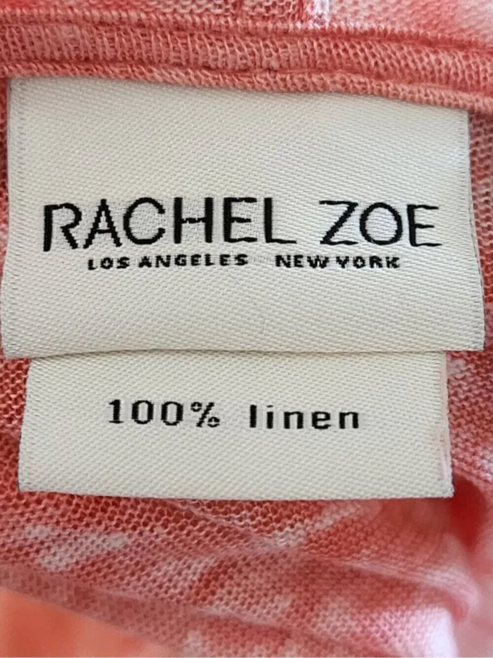 Rachel Zoe Salmon Tie Dye 100% Linen Knit Open Hooded Cardigan